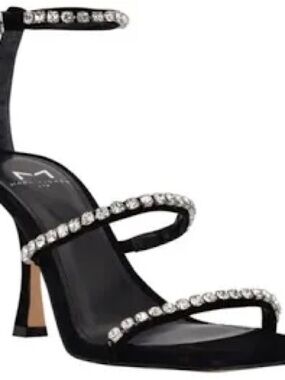Marc Fisher Black Crystal-Strap Stiletto Sandal